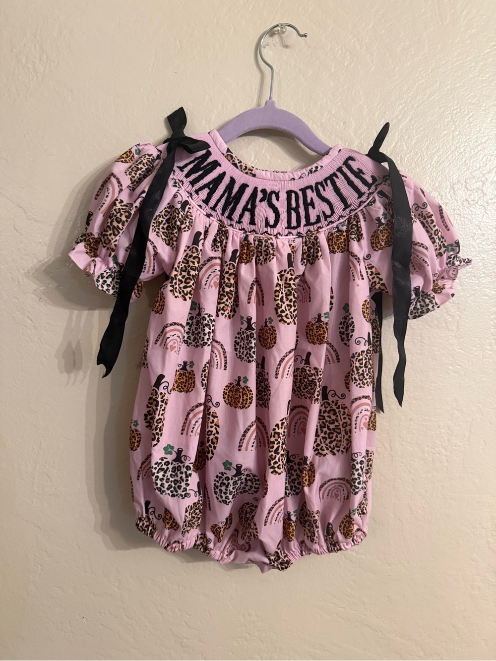 Mama's Bestie Pink Leopard Pumpkin Baby bubble